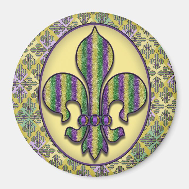 Aimant Stripe Mardi Gras Fleur de lis (Devant)