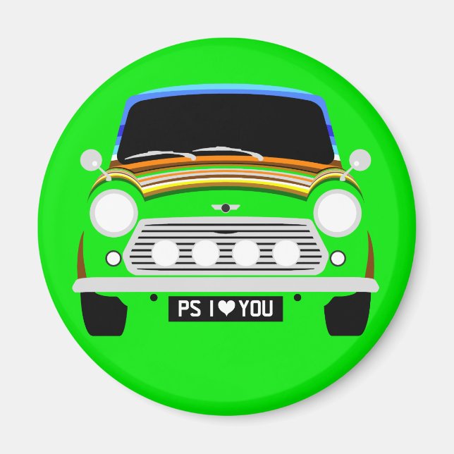 Aimant Stripey classique Austin Mini Cooper voiture (Devant)