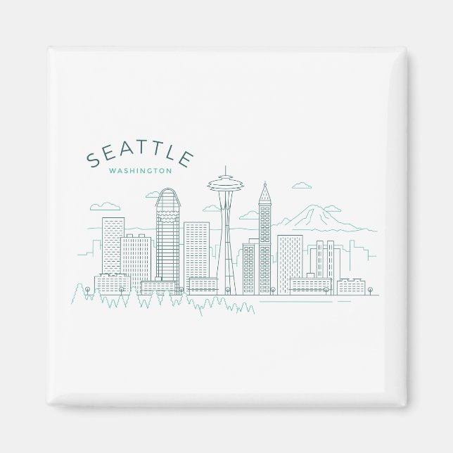 Aimant Stroke Skyline de Seattle (Devant)