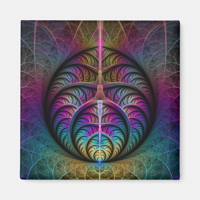 Aimant Structures vives Art fractal abstrait coloré (Devant)