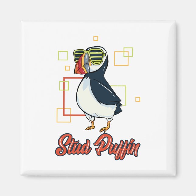 Aimant Stud Puffin Seaside Bird Illustration (Devant)
