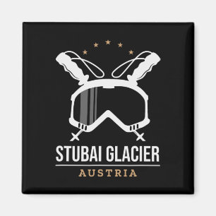 Aimant Stui Glacier Autriche Station de ski Ski Vintage