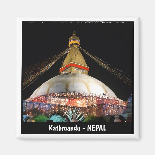 Aimant Stupa Boudhanath, Katmandou la nuit - Népal (Devant)