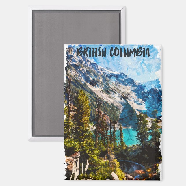 Aimant Style British Columbia Canada Mountain View (Recto/Verso)