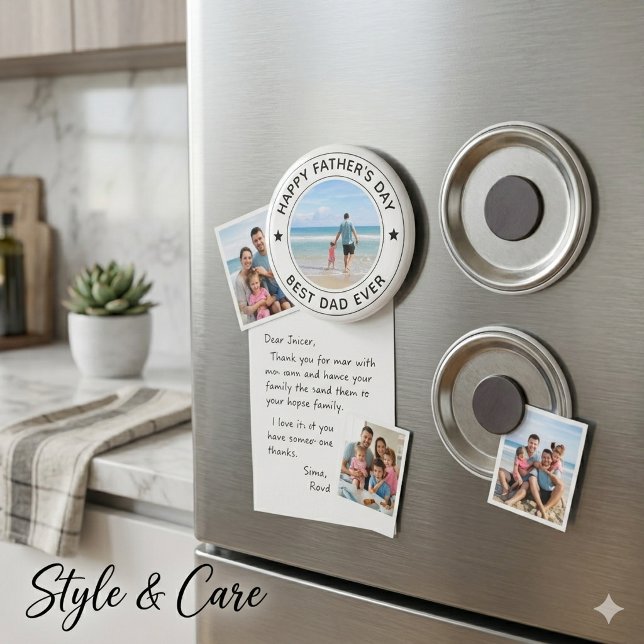 Aimant Style Classique Fête des Pères Blanc Élégant (Classic Style Fathers Day White Stylish Magnet)