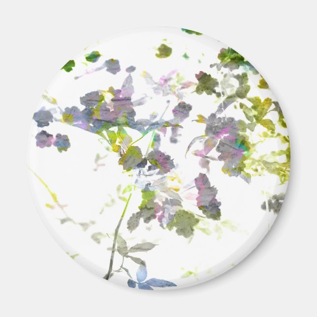 Aimant Style de couleur de l'eau fleur romantique design  (Devant)