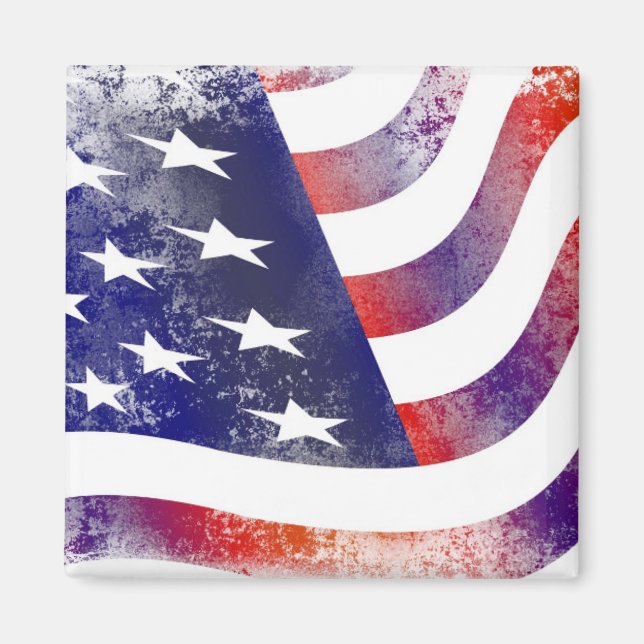 Aimant Style de Grunge Patriotique Faded American Drapeau (Devant)