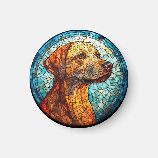 Aimant 🌸 Style de maison joyeux Mosaic Labrador Color Po (Devant)