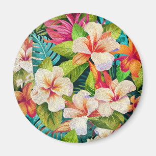 Aimant Style de peinture à l'huile florale tropicale