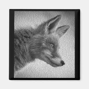 AIMANT STYLE DE PEINTURE RENARD NOIR ET BLANC