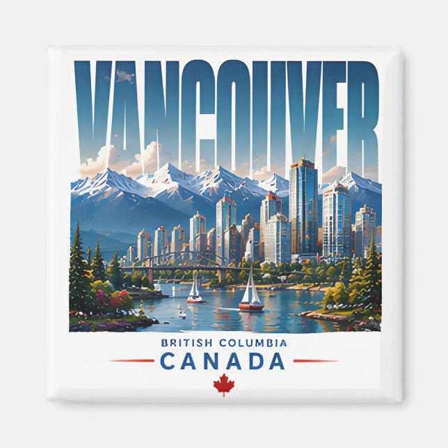Aimant 🏔 Style de ville côtière moderne de Vancouver 🏔 (Devant)