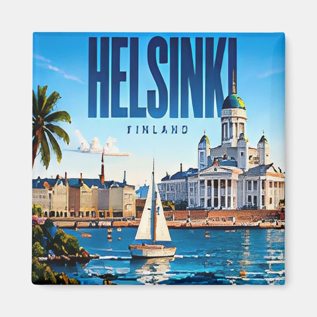 Aimant ❄️ Style de ville côtière moderne d'Helsinki ❄️ (Devant)