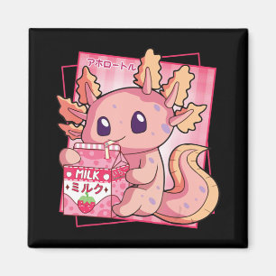 Aimant Style japonais Kawaii Axolotl Anim de Lait fraise
