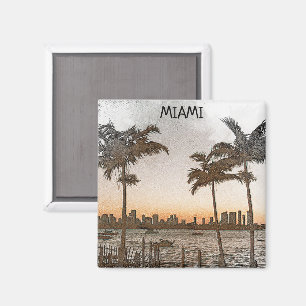Aimant Style Miami Florida Vintage Skyline