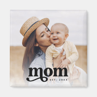 Aimant Style Rétro Typographie Vintage Maman Etablie