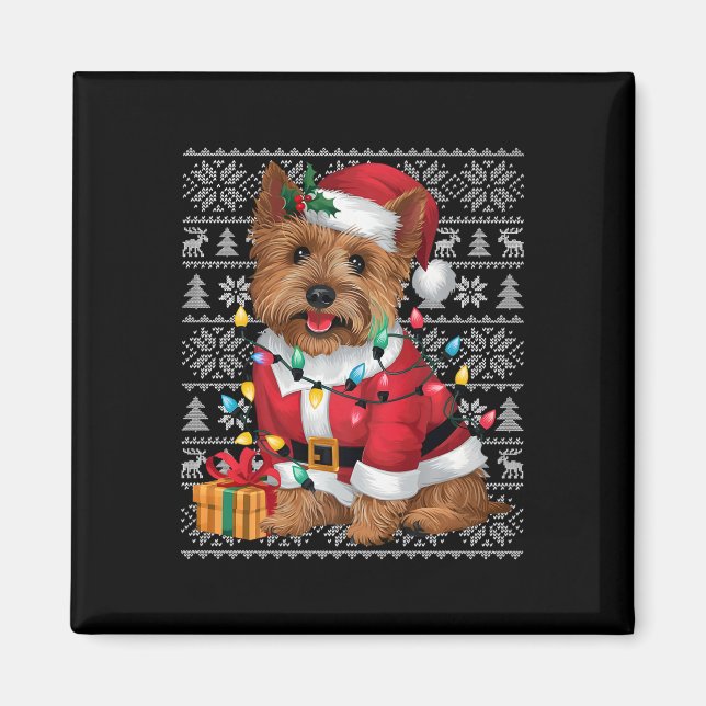 Aimant Style Sweat Xmas Ugly Père Noël Cairn Terrier Chie (Devant)