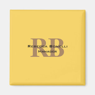 Aimant Style tendance Monogramme minimaliste Jaune clair