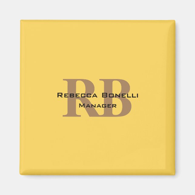 Aimant Style tendance Monogramme minimaliste Jaune clair (Devant)