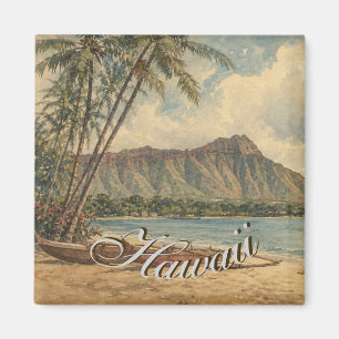 Aimant Style Vintage Hawaïen Voyage Côte Mer