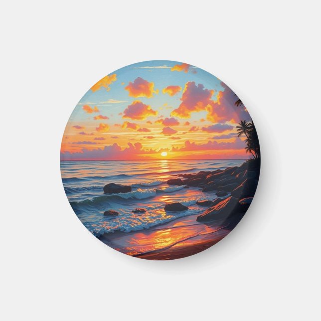 Aimant Style vintage Hawaii Travel Coast Sea Sunset (Devant)