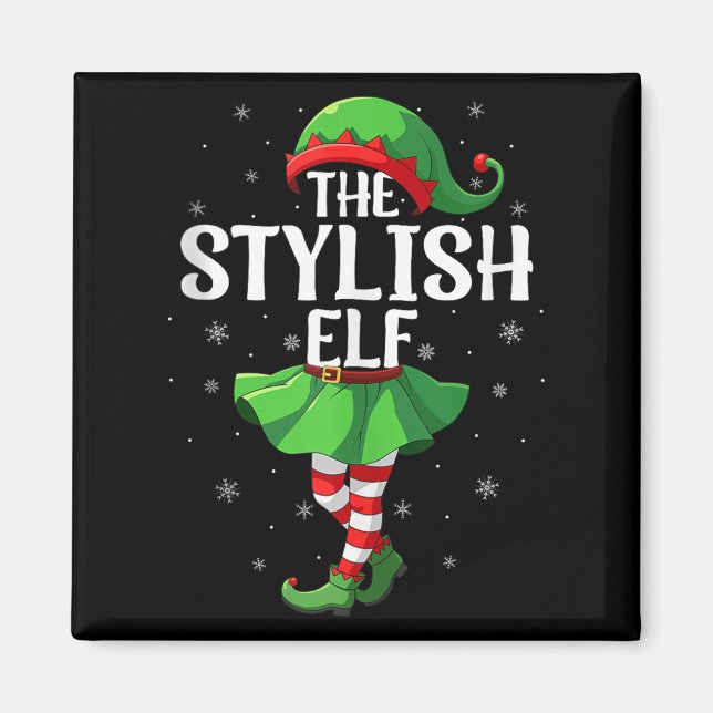 Aimant Stylish Elf Christmas Girls Women Elf Squad Xmas F (Devant)
