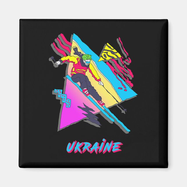 Aimant Stylish Ukraine Skiing Adventure Graphic  (Devant)