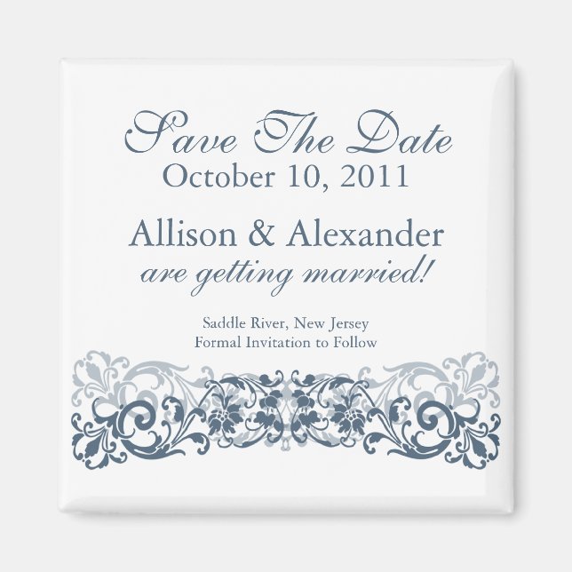 Aimant Stylish Vintage Scroll Enregistrer l'aimant Date (Devant)