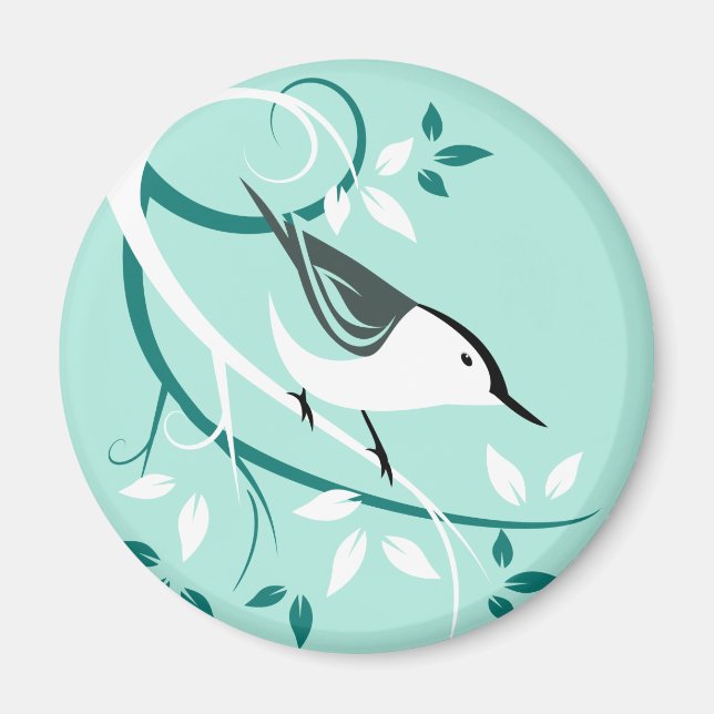 Aimant Stylized Nuthatch In Tree (Devant)
