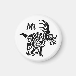 Aimant Styracosaurus noir avec peinture de guerre tribale