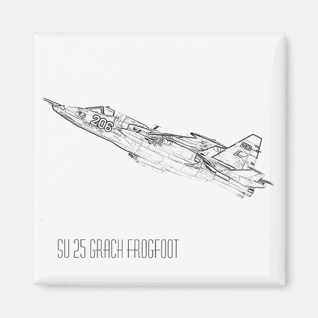 Aimant SU 25 Grach Soviet Frogfoot Plane Croquis (Devant)
