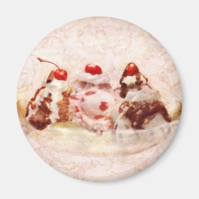 Aimant Sucré - Crème glacée - Banana split (Devant)