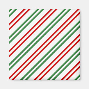 Aimant Sucre de canne Noël rayures Rouge Vert