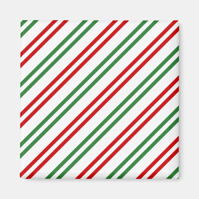 Aimant Sucre de canne Noël rayures Rouge Vert (Devant)
