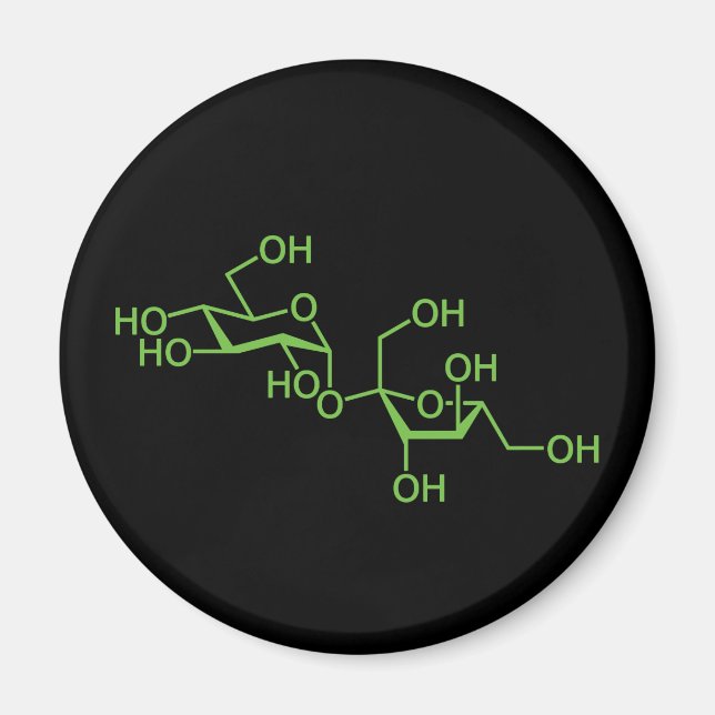 Aimant Sucrose Sugar Molecule Diagramme chimique (Devant)