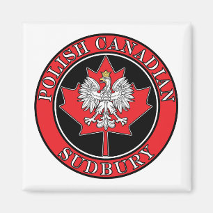 Aimant Sudbury Round Feuille canadienne polonaise