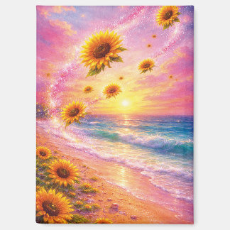 Aimant Sueño Marino de Girasoles: Atardecer en la Playa