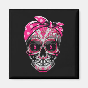Aimant Sugar Skull Cancer du sein Sensibilisation Pink Ri