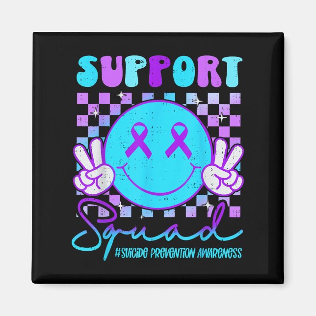 Aimant Suicide Awareness Teal &amp; Purple Ribbon Suprt G (Devant)