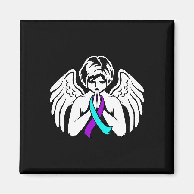Aimant Suicide Awareness Wings Angel Ribbon Happy Support (Devant)