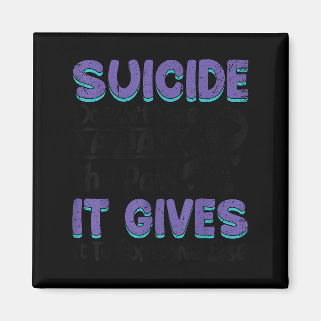 Aimant Suicide Prevention Awareness Teal &amp; Purple Rib (Devant)