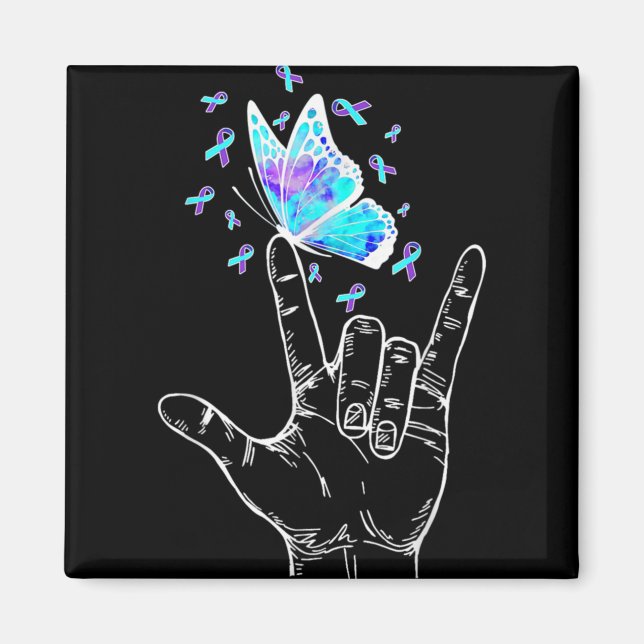 Aimant Suicide Prevention Awareness Week Butterfly Love H (Devant)