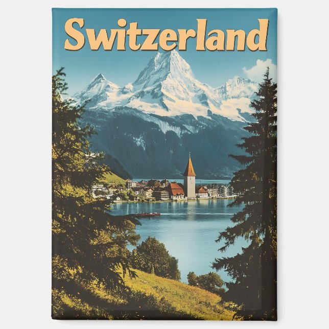Aimant Suisse Alpes Pittoresques (Recto)