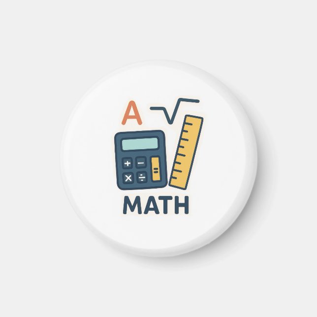 Aimant Sujet mathématique minimaliste - Calculatrice, Règ (Devant)