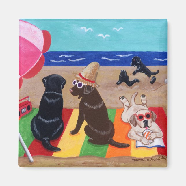 Aimant Summer Breeze Labradors Peinture (Devant)