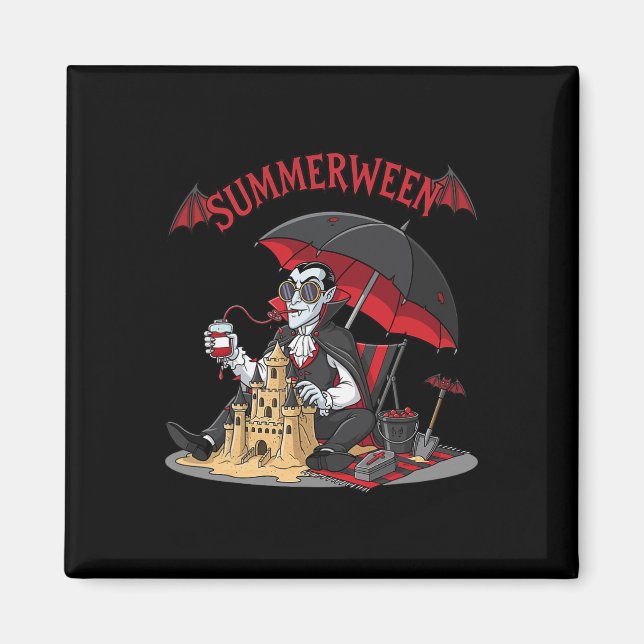 Aimant Summerween Plage Vampire Dracula Sandcastle Gothiq (Devant)