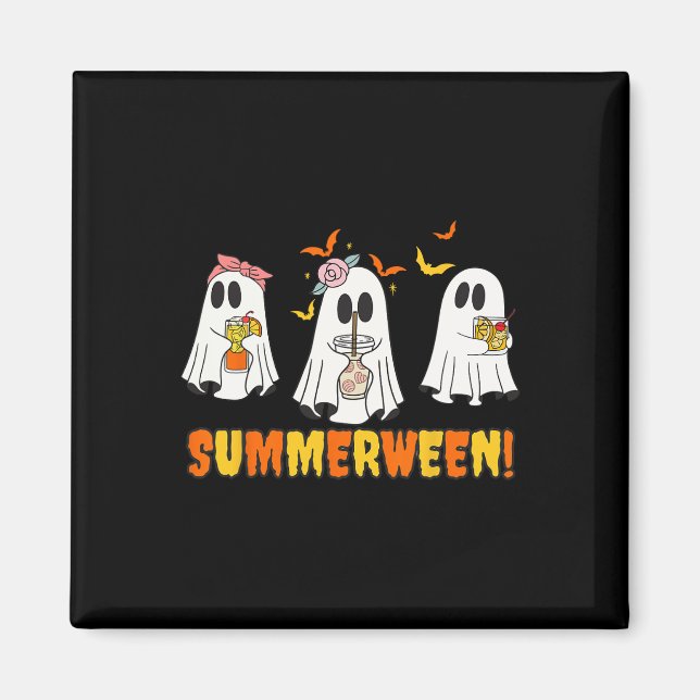 Aimant Summerween Skeleton Ghost Beach Party Halloween Vi (Devant)