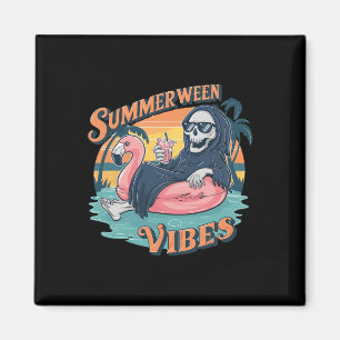 Aimant Summerween Vibes Skeleton Flamant rose Flotte été