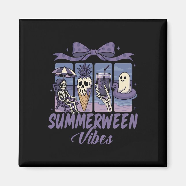 Aimant Summerween Vibes Skeleton Ghost Beach Party Hallow (Devant)