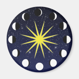 Aimant Sun, phases de lune et étoiles