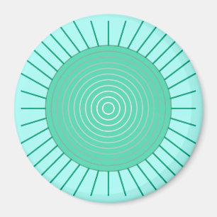Aimant Sunburst géométrique moderne - Aqua et Seafoam Gre
